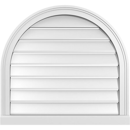 Ekena Millwork Round Top Surface Mount PVC Gable Vent: Functional, w/ 2"W x 2"P Brickmould Sill Frame, 28"W x 26"H GVPRT28X2603SF